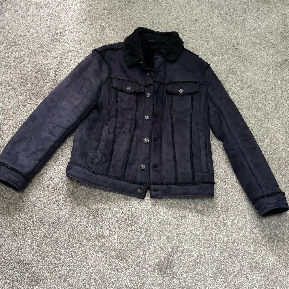 Armani Exchange Stylish Black Jacket with Shearling Collar